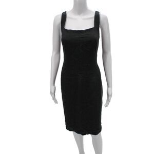 Luca Luca Womens Gray Sheath Midi Dress Square Neck Sleeveless Size 48